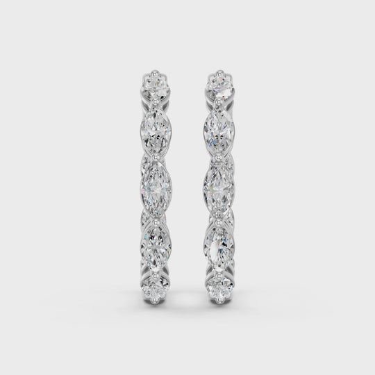 4.16 CTTW Rmarquise Lab Diamond Inside-Out Hoop Earring – 14K White Gold video