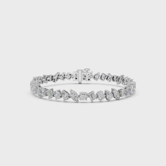 8.16 CTTW Multi Shape Lab Diamond Angled Line Bracelet – 14K White Gold video