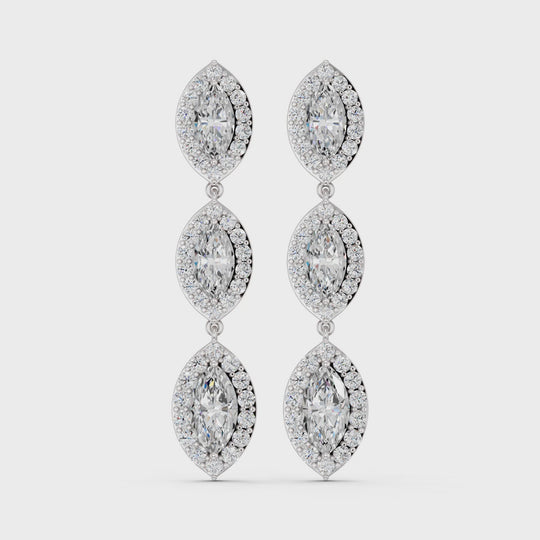 5.02 CTTW Marquise Lab Diamond Linear Earring – 14K White Gold video