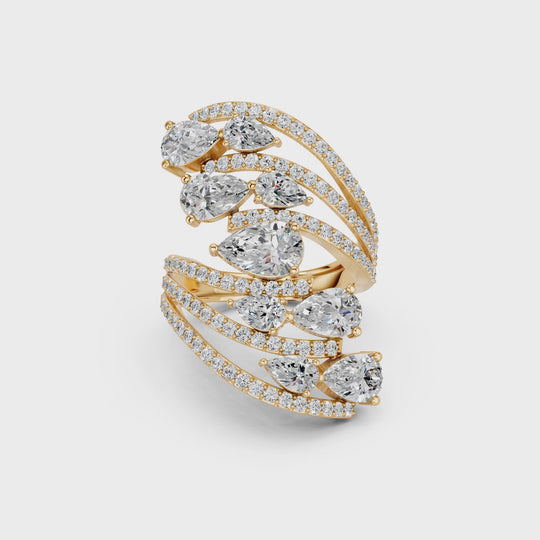 4.65 CTTW Pear Shape Lab Diamond Statement Ring – 14K Yellow Gold video