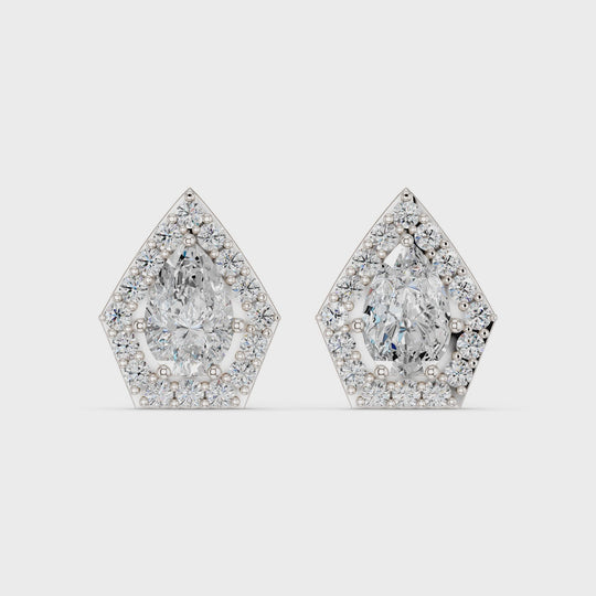 2.56 CTTW Pear Lab Diamond Halo Stud – 14K White Gold video