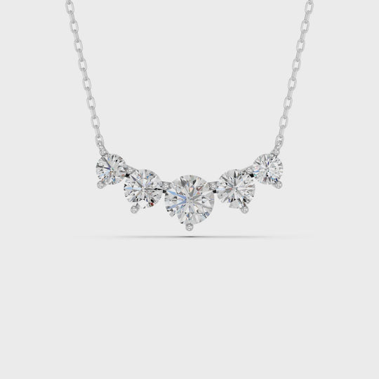 2.45 CTTW Round Lab Diamond 5 Stone Necklace – 14K White Gold video