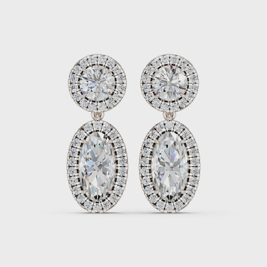3.78 CTTW Moval Lab Diamond Dangle Drop Earring – 14K White Gold video