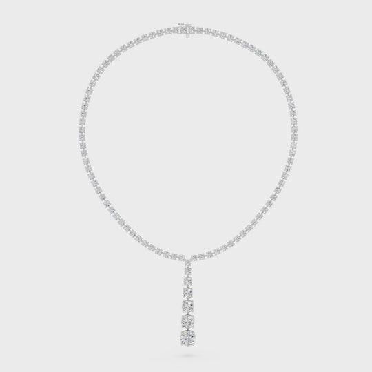 19.78 CTTW Round Lab Diamond Y Necklace – 14K White Gold video