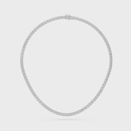 19.93 CTTW Round Lab Diamond 4 Prong Tennis Necklace – 14K White Gold video