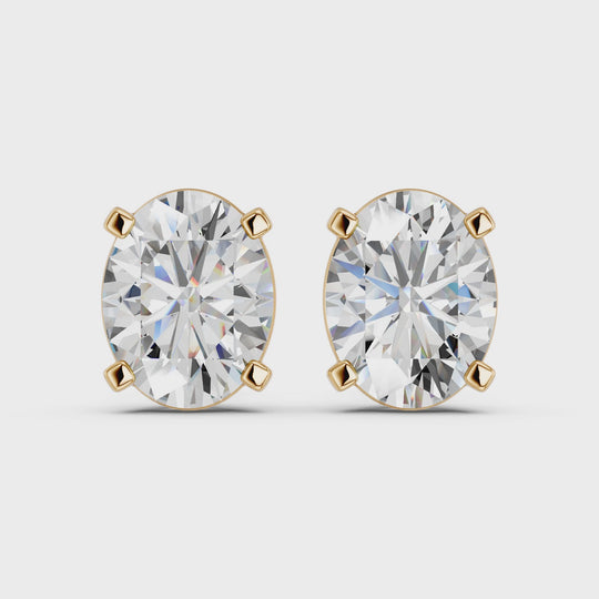 4.14 CTTW Oval Lab Diamond Solitaire Stud – 14K Yellow Gold video