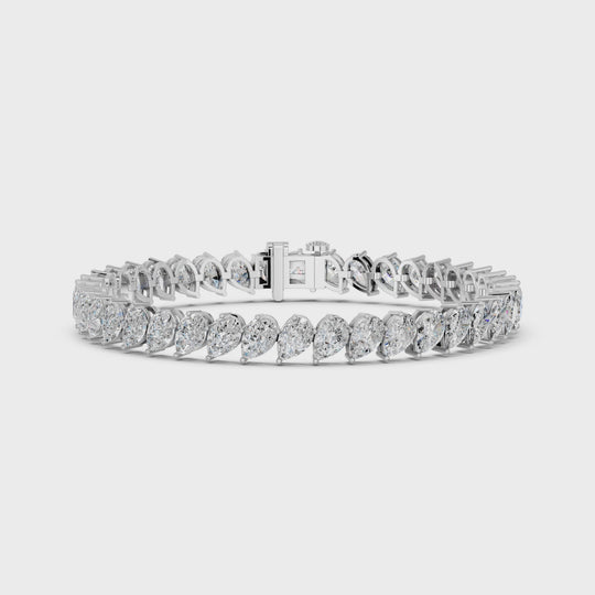 12.4 CTTW Angled Pear Lab Diamond Tennis Bracelet – 14K White Gold video