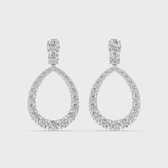 5.19 CTTW Round Lab Diamond Dangle Drop Earring – 14K White Gold video