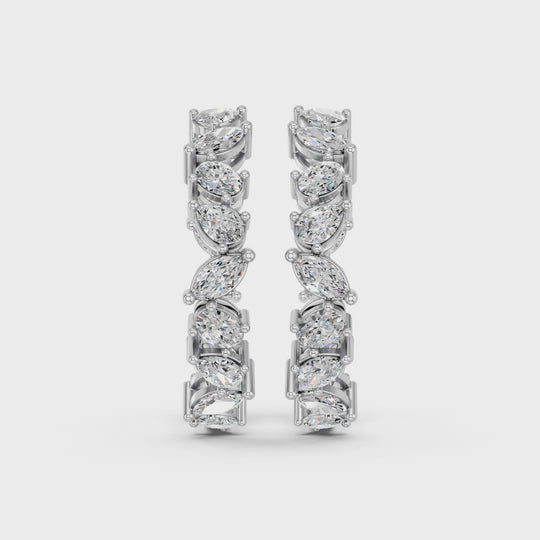 3.11 CTTW Multi Shape Lab Diamond Inside Out Hoop Earring – 14K White Gold video