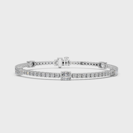 4.9 CTTW Oval Lab Diamond Stationed Tennis Bracelet – 14K White Gold video