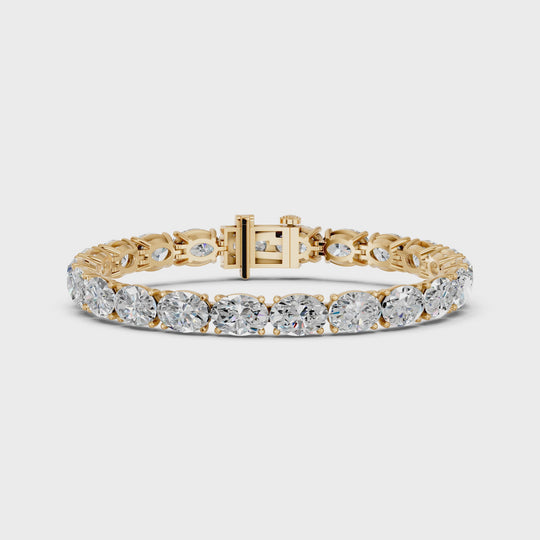 23.02 CTTW Oval Lab Diamond E-W Heavy Tennis Bracelet – 14K Yellow Gold video
