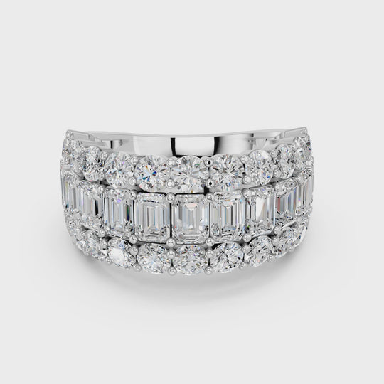 4.13 CTTW Emerald Cut And Round Lab Diamond Anniversary Band – 14K White Gold video