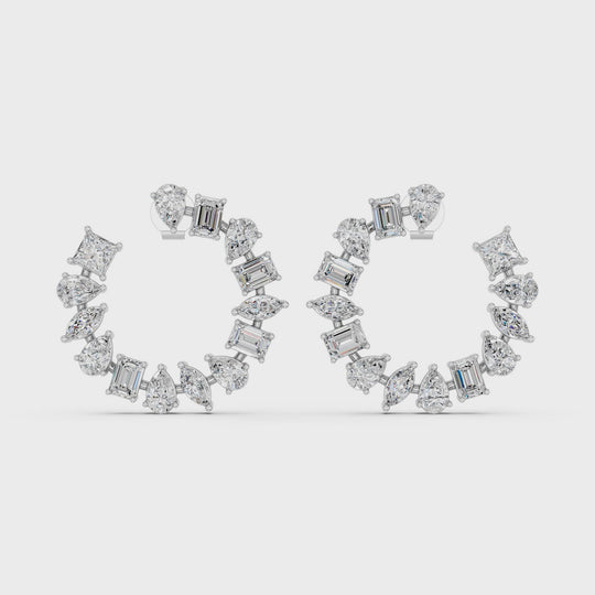 6.55 CTTW Multi Shape Lab Diamond Circle Earring – 14K White Gold video