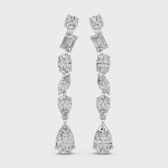 6.87 CTTW Multi Shape Lab Diamond Linear Earring – 14K White Gold video
