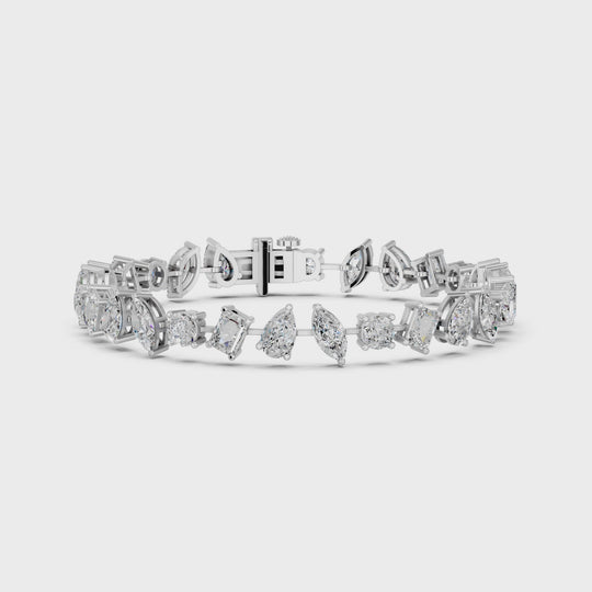 10.32 CTTW Angled Multi Shapes Lab Diamond Tennis Bracelet – 14K White Gold video
