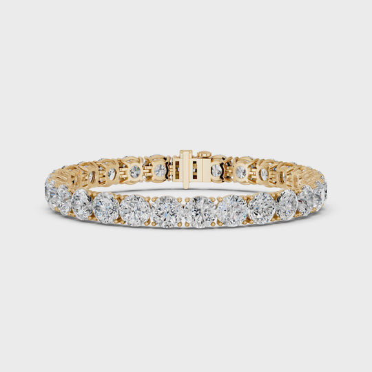 27.29 CTTW Round Lab Diamond 4 Prong Tennis Bracelet – 14K Yellow Gold video