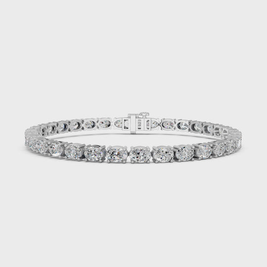 9.87 CTTW Oval Lab Diamond E-W Tennis Bracelet – 14K White Gold video