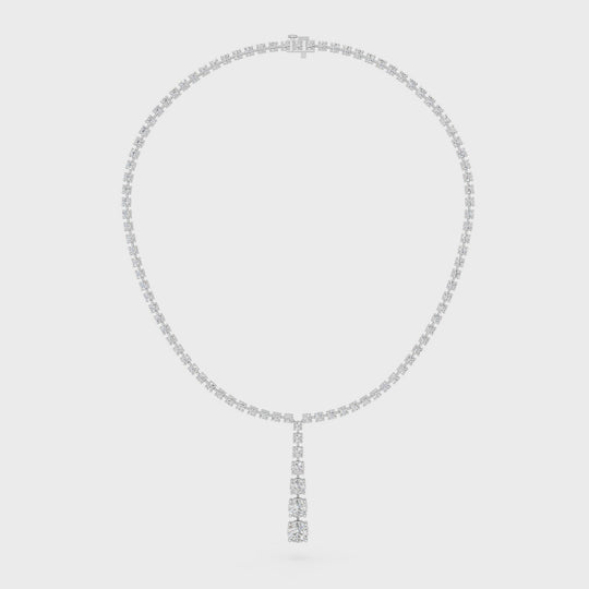 14.95 CTTW Round Lab Diamond Y Necklace – 14K White Gold video