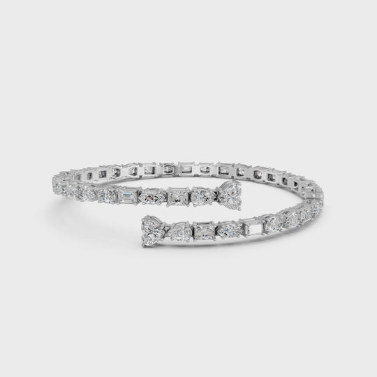 10.15 CTTW Multi Shapes Lab Diamond Flexible Bracelet – 14K White Gold video