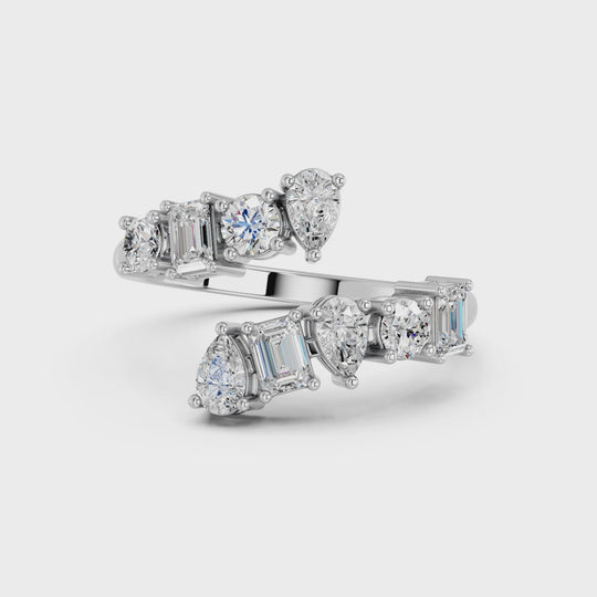 1.09 CTTW Multi Shape Lab Diamond Bypass Ring – 14K White Gold video