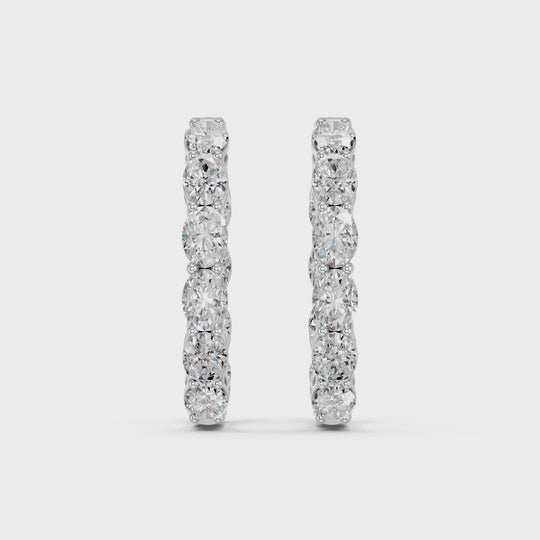 3 CTTW Oval Lab Diamond Inside Out Hoop Earring – 14K White Gold video