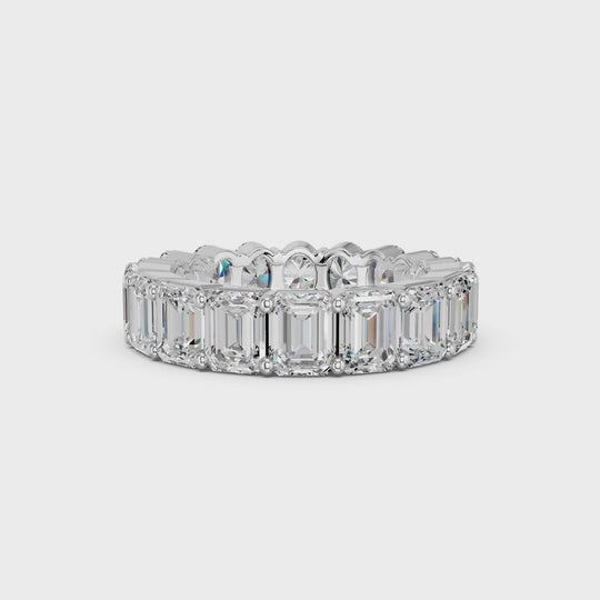 6.98 CTTW Emerald Cut And Oval Half And Half Band – 14K White Gold video