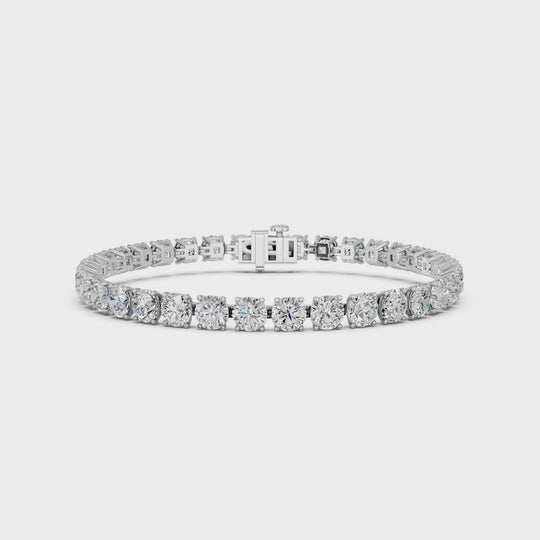 16.06 CTTW Round Lab Diamond 4 Prong Straight Line Tennis Bracelet, Light Weight – 14K White Gold video