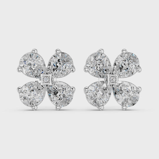 2.07 CTTW Pear Lab Diamond Flower Stud – 14K White Gold video