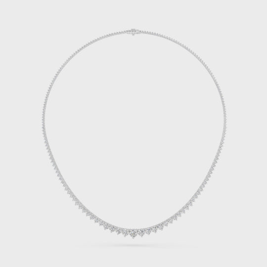 15.16 CTTW Round Lab Diamond Riviera Necklace – 14K White Gold video
