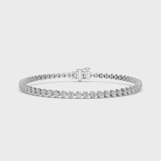 2.96 CTTW Round Lab Diamond 3 Prong Tennis Bracelet – 14K White Gold video