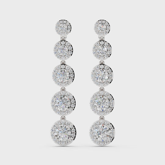 7.27 CTTW Round Lab Diamond Linear Earring – 14K White Gold video