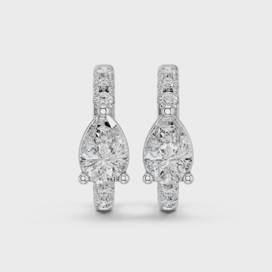 1.35 CTTW Pear Lab Diamond Hoop Earring – 14K White Gold video