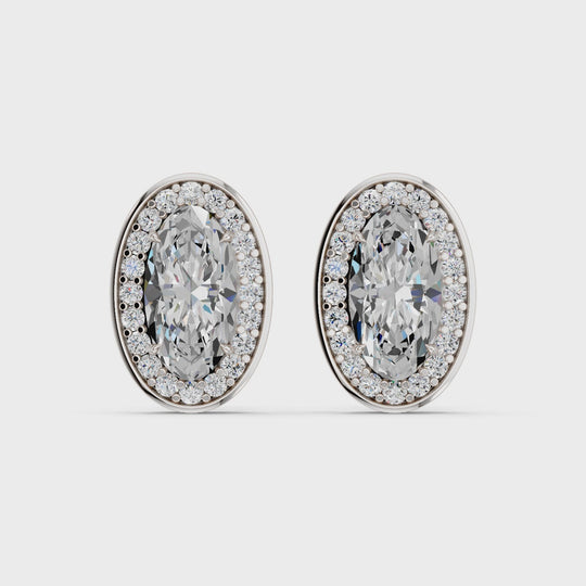 2.99 CTTW Moval Lab Diamond Halo Stud – 14K White Gold video