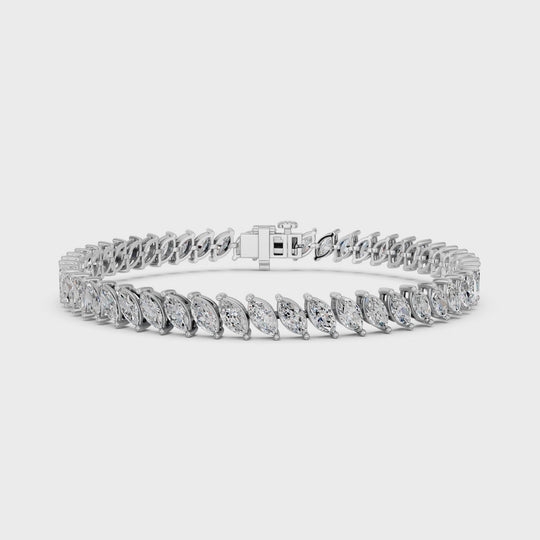 7.49 CTTW Angled Marquise Lab Diamond Tennis Bracelet – 14K White Gold video