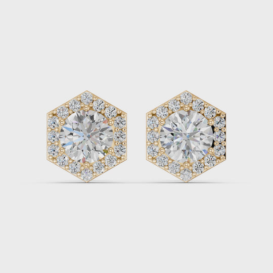 2.53 CTTW Round Lab Diamond Halo Stud – 14K Yellow Gold video