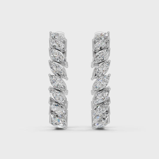 3.01 CTTW Marquise Lab Diamond Inside Out Hoop Earring – 14K White Gold video