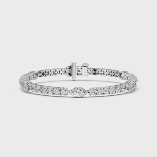 8.04 CTTW Marquise Lab Diamond Stationed Tennis Bracelet – 14K White Gold video