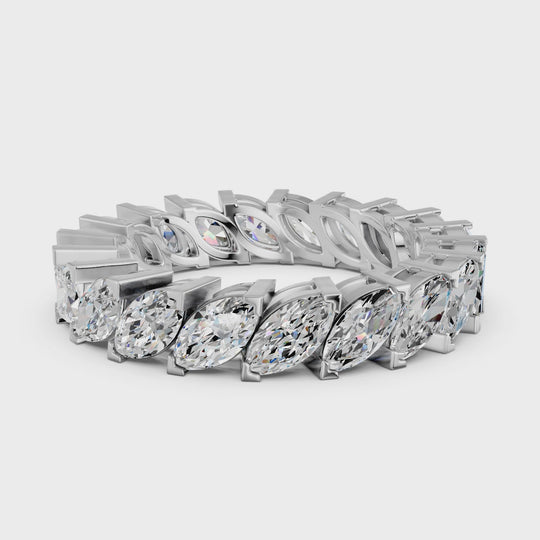 2.77 CTTW Angled Marquise Lab Diamond Eternity Band – 14K White Gold video