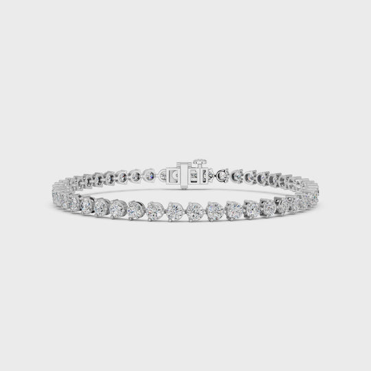 5.31 CTTW Round Lab Diamond 3 Prong Tennis Bracelet – 14K White Gold video