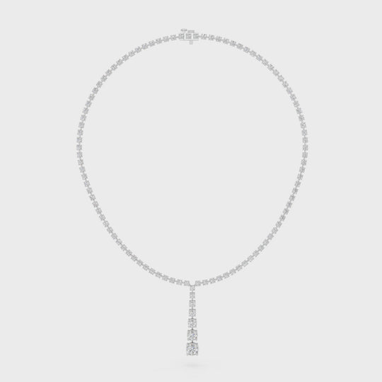 10.2 CTTW Round Lab Diamond Y Necklace – 14K White Gold video