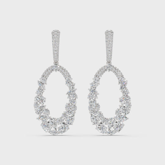 4.22 CTTW Multi Shapes Lab Diamond Dangle Drop Earring – 14K White Gold video