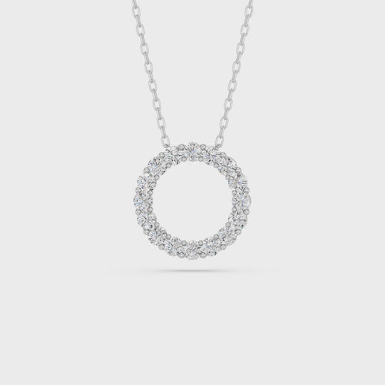 1.01 CTTW Round Lab Diamond Circle Pendant – 14K White Gold video