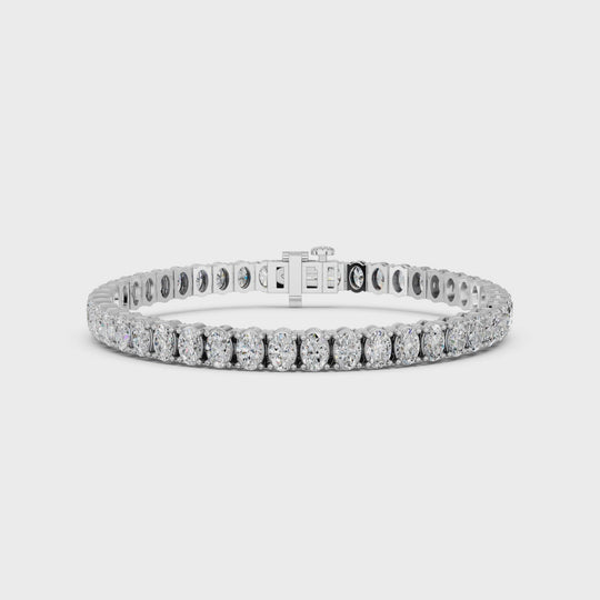 12.5 CTTW Oval Lab Diamond N-S Tennis Bracelet – 14K White Gold video
