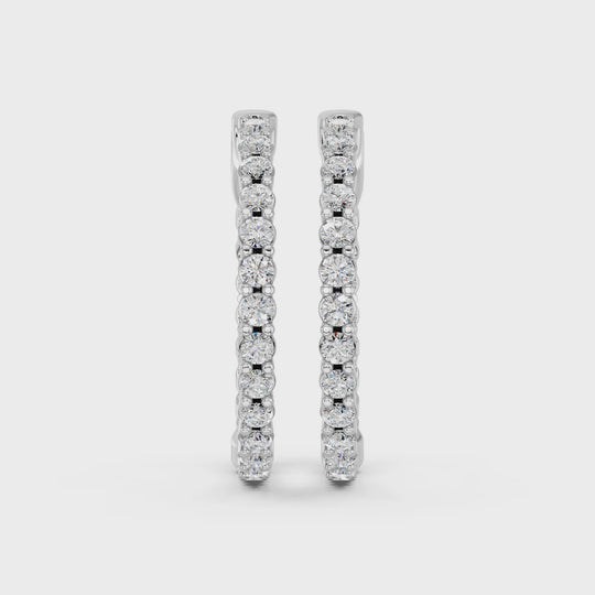 1.02 CTTW Round Lab Diamond Inside Out Hoop Earring – 14K White Gold video