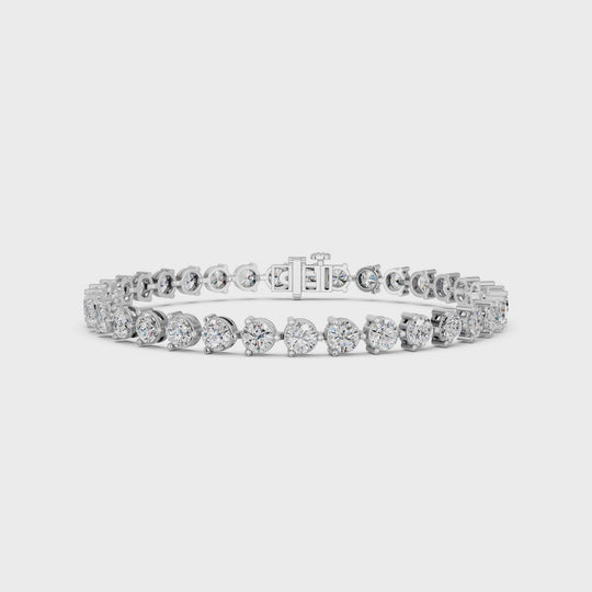 9.14 CTTW Round Lab Diamond 3 Prong Tennis Bracelet – 14K White Gold video