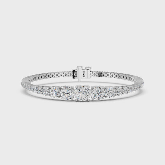 8.07 CTTW Round Lab Diamond Graduating Bracelet – 14K White Gold video