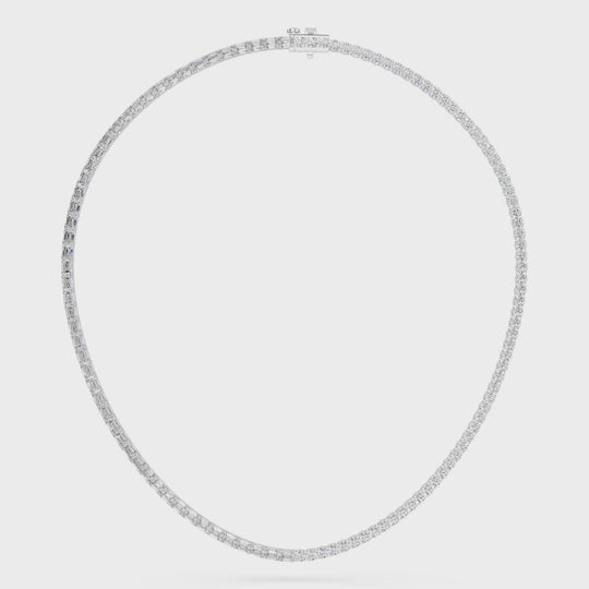 16.04 CTTW Radiant Cut And Round Lab Diamond Half And Half Necklace – 14K White Gold video