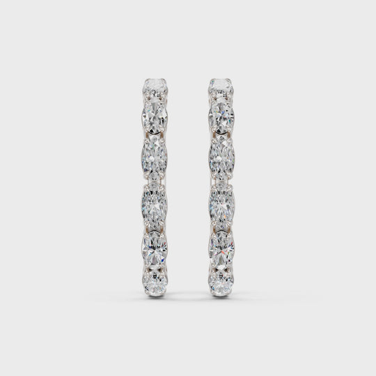 3.01 CTTW Moval Lab Diamond Hoop Earring – 14K White Gold video