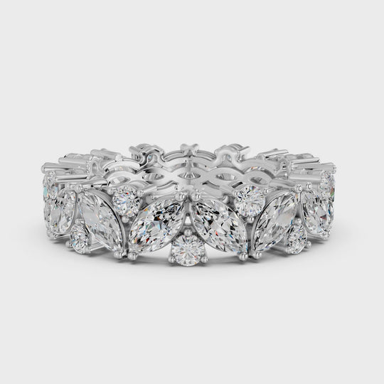 3.09 CTTW Marquise And Round Lab Diamond Eternity Band – 14K White Gold video