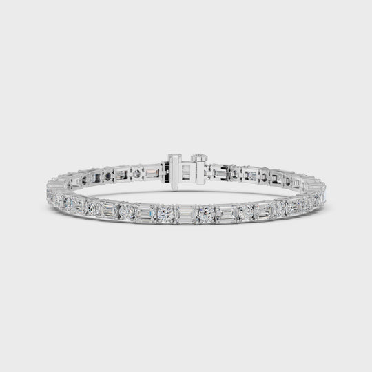 10.86 CTTW Alternating Emerald Cut And Round Lab Diamond Tennis Bracelet – 14K White Gold video